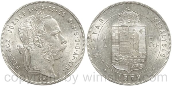 franz josef i., 1 forint 1879 kb, silber, vz st