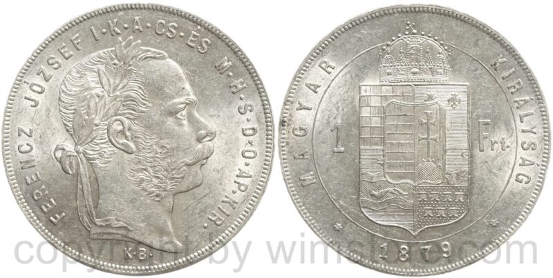 franz josef i., 1 forint 1879 kb, silber, vz st