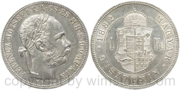 franz josef i., 1 forint 1882 kb, silber, ss vz