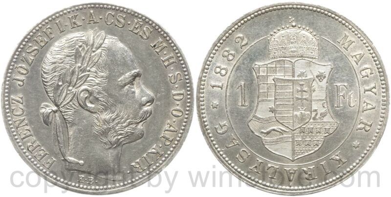 franz josef i., 1 forint 1882 kb, silber, ss vz