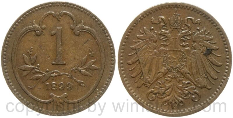 franz josef i., 1 heller 1899, kupfer, ss franz josef i., 1 heller 1899, kupfer, ss