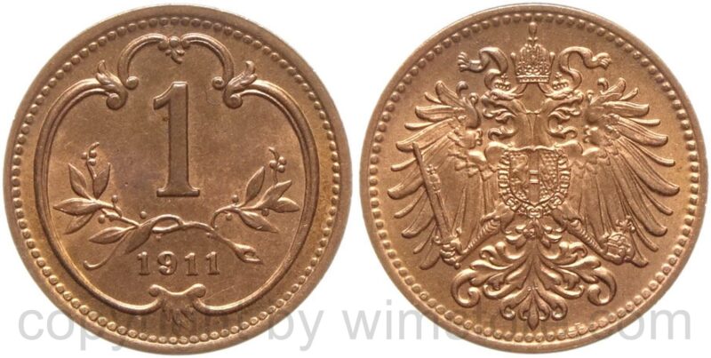 franz josef i., 1 heller 1911, kupfer, st franz josef i., 1 heller 1911, kupfer, st