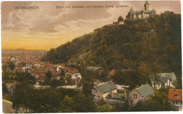 wernigerode, stadt mit schloss von küsters kamp gesehen