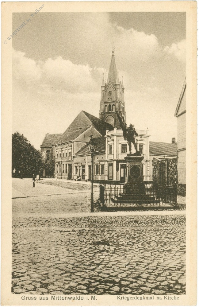 mittenwalde i.m., kriegerdenkmal mit kirche mittenwalde i.m., kriegerdenkmal mit kirche