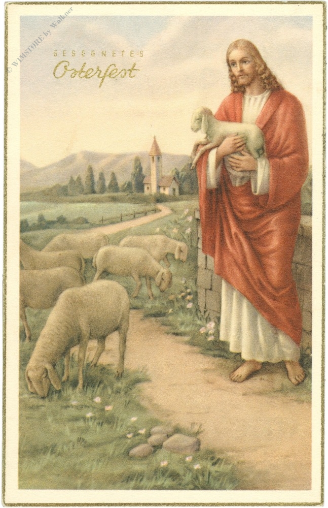 ostern, jesu mit den schafen ostern, jesu mit den schafen