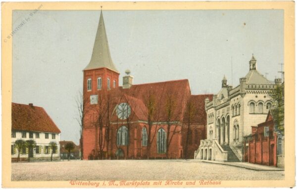 wittenburg, marktplatz mit kirche und rathaus