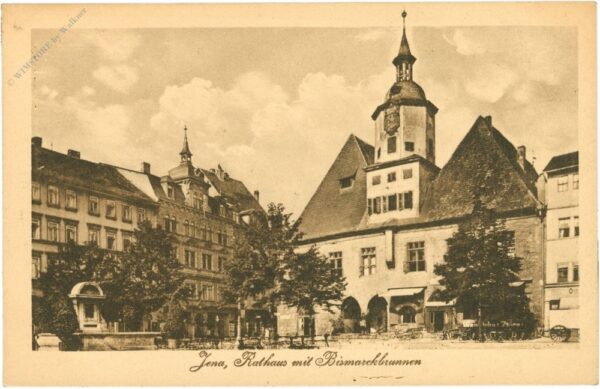 jena, rathaus mit bismarckbrunnen