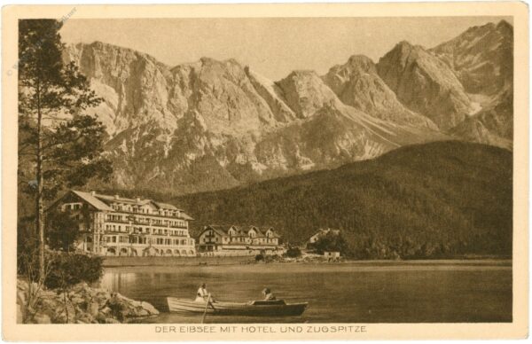 eibsee, mit hotel und zugspitze