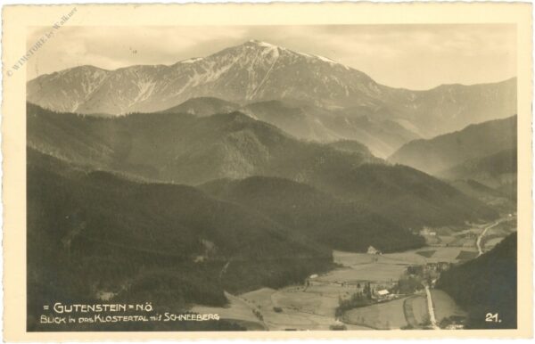 gutenstein, blick in das klostertal mit schneeberg