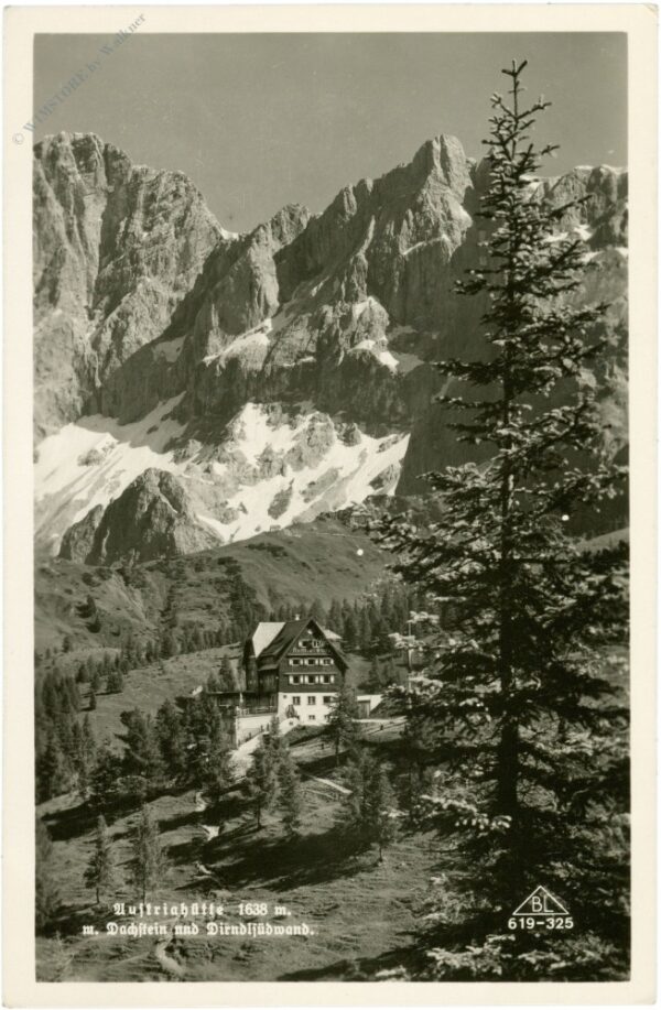 dachstein, austriahütte mit dachstein und dirndlsüdwand
