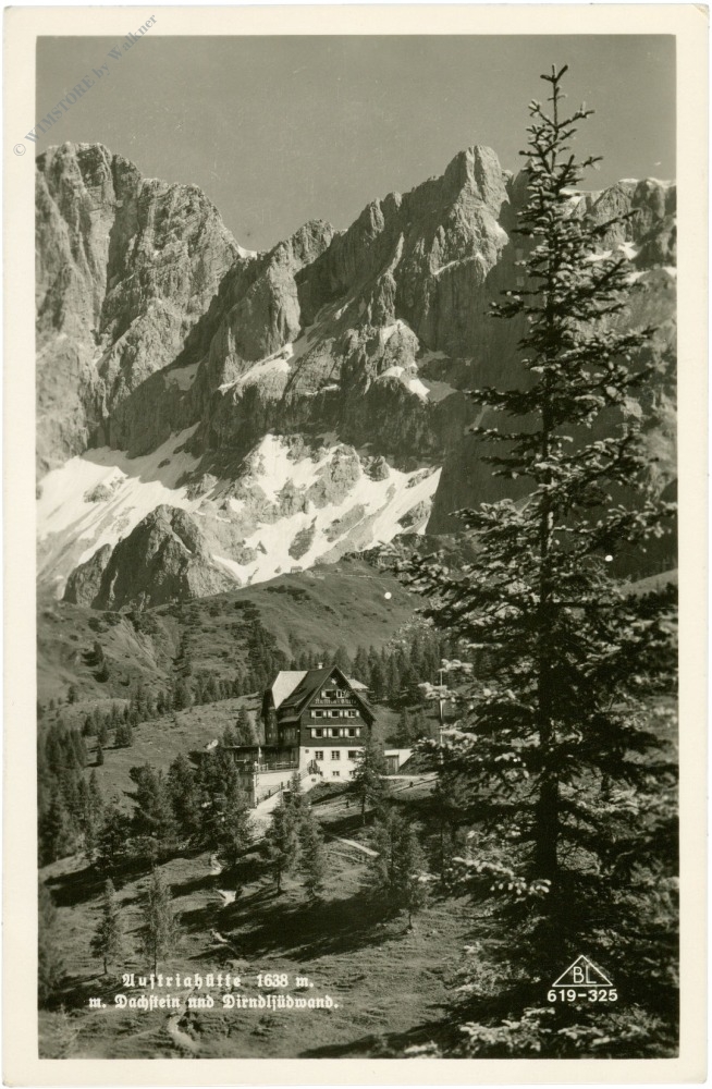 dachstein, austriahütte mit dachstein und dirndlsüdwand