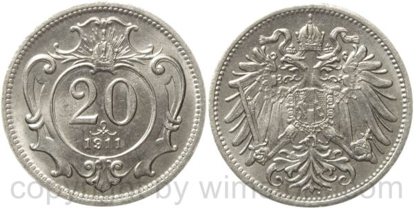 franz josef i., 20 heller 1911, nickel, st franz josef i., 20 heller 1911, nickel, st