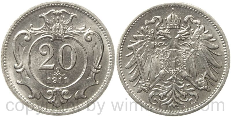 franz josef i., 20 heller 1911, nickel, st franz josef i., 20 heller 1911, nickel, st