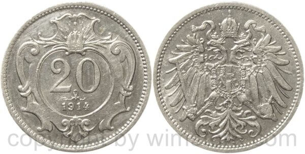 franz josef i., 20 heller 1914, nickel, st franz josef i., 20 heller 1914, nickel, st