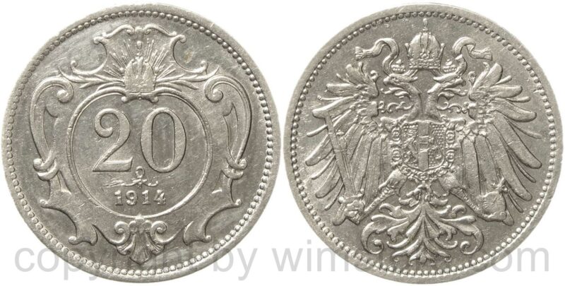 franz josef i., 20 heller 1914, nickel, st franz josef i., 20 heller 1914, nickel, st
