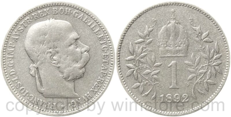 franz josef i., 1 krone 1892, silber, s franz josef i., 1 krone 1892, silber, s