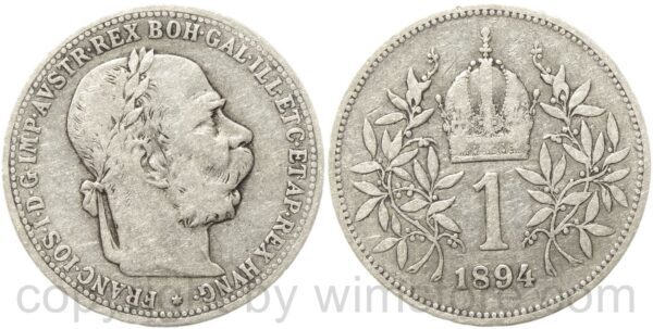 franz josef i., 1 krone 1894, silber, s franz josef i., 1 krone 1894, silber, s