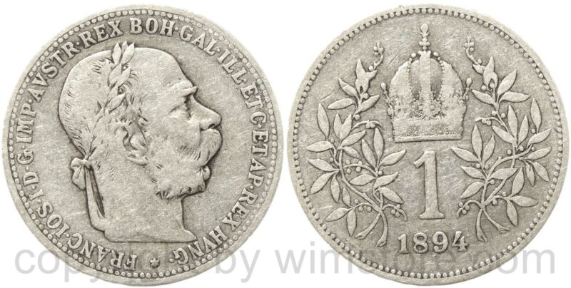franz josef i., 1 krone 1894, silber, s franz josef i., 1 krone 1894, silber, s