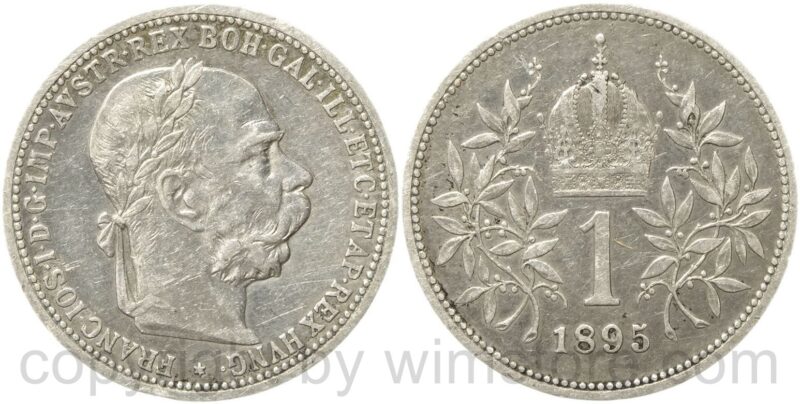 franz josef i., 1 krone 1895, silber, s franz josef i., 1 krone 1895, silber, s