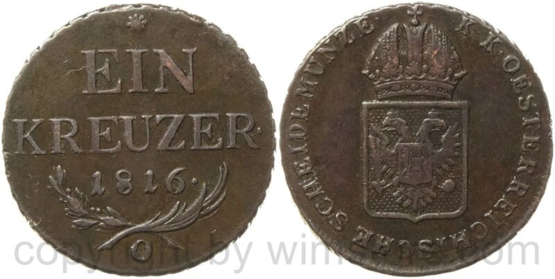 franz ii./i., 1 kreuzer 1816 o, oravicza, kupfer, ss, verbrauchter stempel