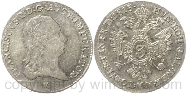 franz ii./i., 3 kreuzer 1815 v, venedig, silber, vz
