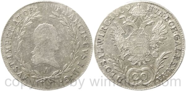 franz ii./i., 20 kreuzer 1809 a, wien, silber, ss