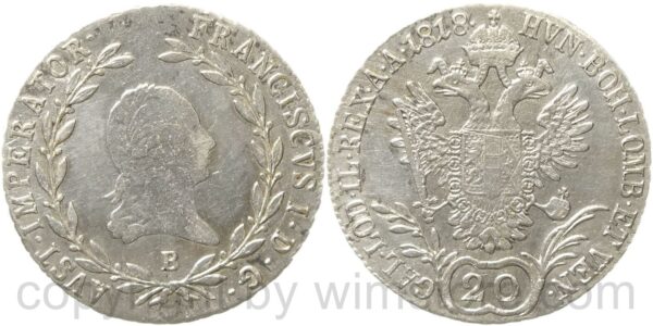 franz ii./i., 20 kreuzer 1818 b, kremnitz, silber, ss