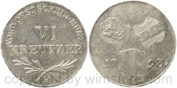 franz ii./i., 6 kreuzer (vi kreuzer) 1793 h, günzburg, silber, vz st
