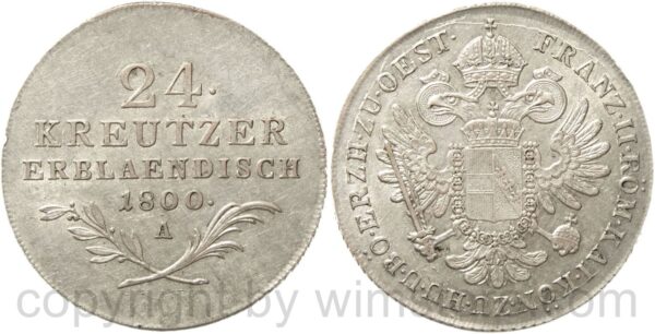 franz ii./i., 24 kreuzer 1800 a, wien, silber, st, min. fleckig