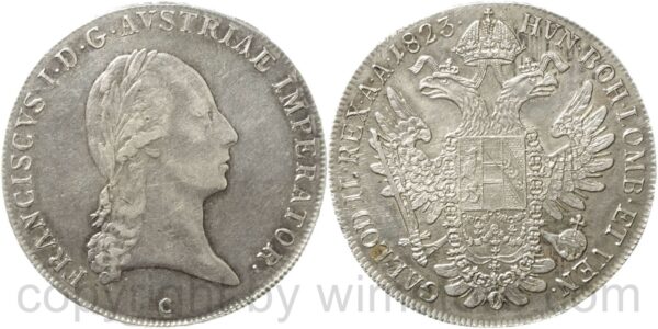 franz ii./i., taler 1823 c, prag, silber, ss franz ii./i., taler 1823 c, prag, silber, ss
