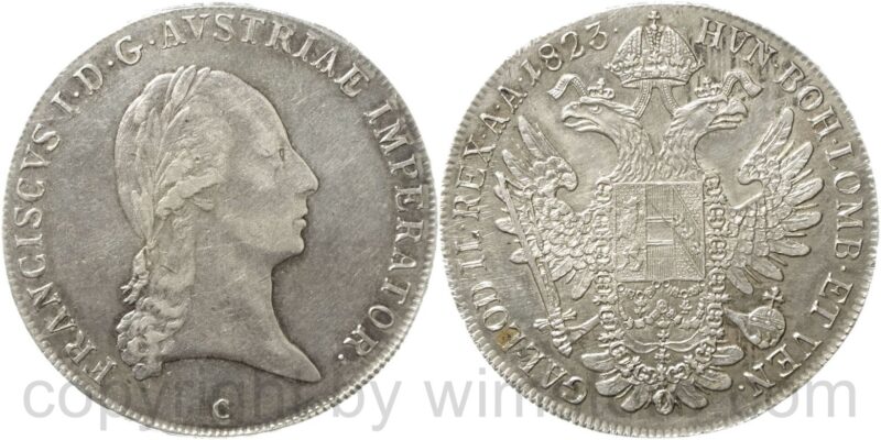 franz ii./i., taler 1823 c, prag, silber, ss franz ii./i., taler 1823 c, prag, silber, ss