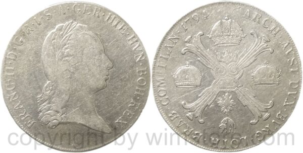 franz ii./i., kronentaler 1794 a, wien, silber, ss