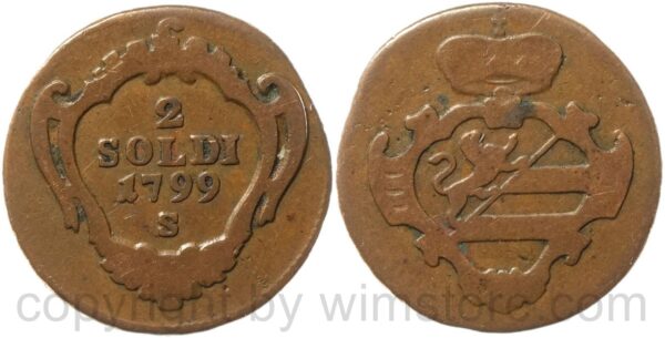 lombardei venetien, franz ii./i., 2 soldo 1799 s, schmöllnitz, kupfer, ss lombardei venetien, franz ii./i., 2 soldo 1799 s, schmöllnitz, kupfer, ss