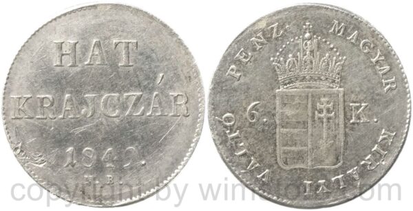 ungarische revolution, hat krajczar 1849 nb, silber, ss