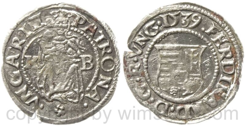 ferdinand i. 1519 1564, denar 1539 kb, hus 935, silber, ss, schrötlingsriß ferdinand i. 1519 1564, denar 1539 kb, hus 935, silber, ss, schrötlingsriß