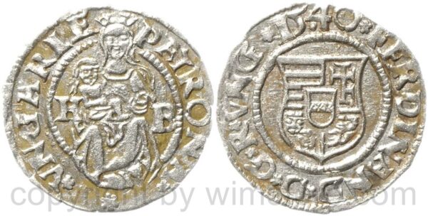ferdinand i. 1519 1564, denar 1540 kb, hus 935, silber, vz