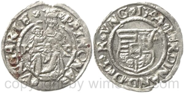 ferdinand i. 1519 1564, denar 1544 kb, hus xxx, silber, ss, randausbruch