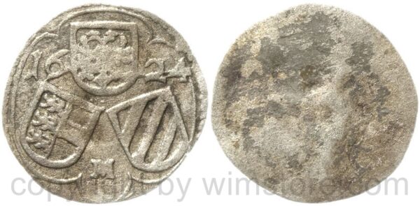 ferdinand ii. 1619 1637, 2 pfennig 1624 st. veit, einseitig, münzmeister hand matz, m.z.aichholz 18/25, silber, ss