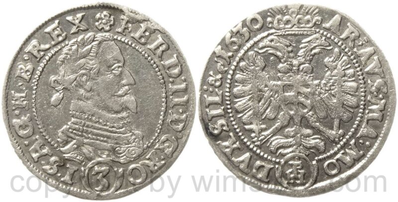 ferdinand ii. 1619 1637, groschen 1630 ph, münzpächter peter hema, breslau, her. 1287, silber, vz ferdinand ii. 1619 1637, groschen 1630 ph, münzpächter peter hema, breslau, her. 1287, silber, vz