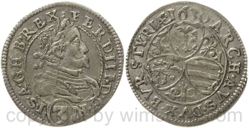 ferdinand ii. 1619 1637, groschen 1630 graz, ohne mz., her. 1089b, g.g.r. i...., silber, ss vz ferdinand ii. 1619 1637, groschen 1630 graz, ohne mz., her. 1089b, g.g.r. i...., silber, ss vz