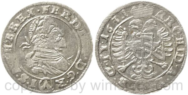 ferdinand ii. 1619 1637, groschen 1631 wien, her. 1049, silber, ss vz