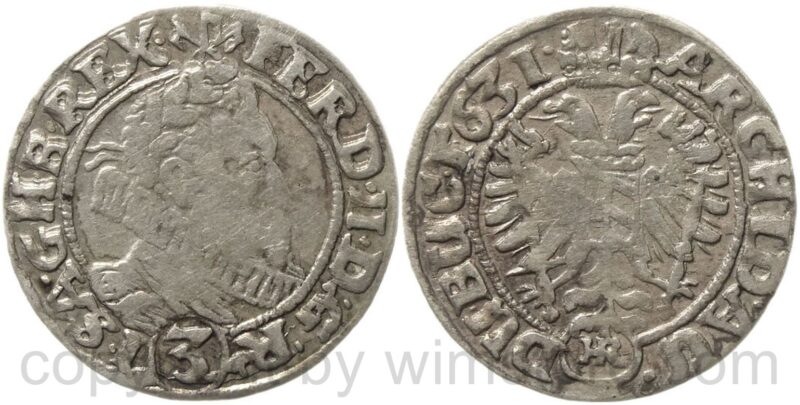 ferdinand ii. 1619 1637, groschen 1631 hr, wardein hans riedl, breslau, her. 1090, silber, ss ferdinand ii. 1619 1637, groschen 1631 hr, wardein hans riedl, breslau, her. 1090, silber, ss