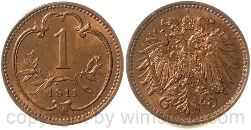 franz josef i., 1 heller 1911, kupfer, vz st