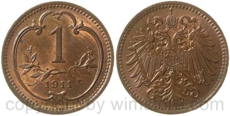 franz josef i., 1 heller 1911, kupfer, vz st