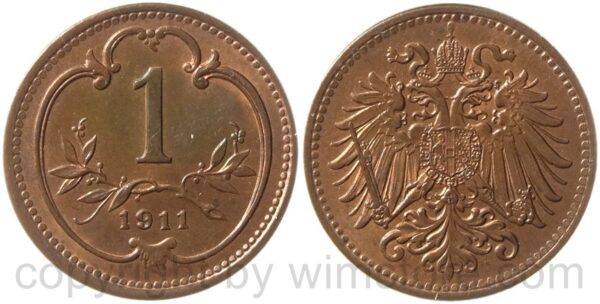 franz josef i., 1 heller 1911, kupfer, vz st