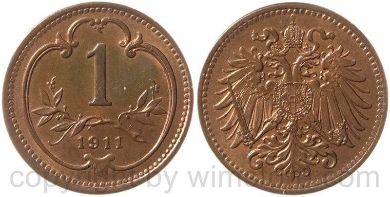 franz josef i., 1 heller 1911, kupfer, vz st
