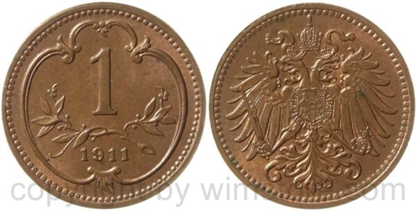 franz josef i., 1 heller 1911, kupfer, vz st franz josef i., 1 heller 1911, kupfer, vz st