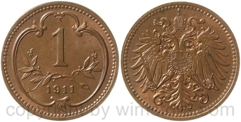 franz josef i., 1 heller 1911, kupfer, vz st