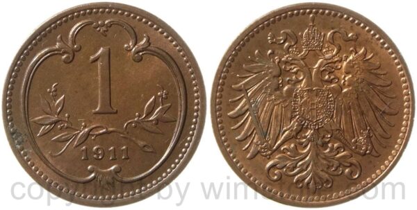 franz josef i., 1 heller 1911, kupfer, vz st franz josef i., 1 heller 1911, kupfer, vz st