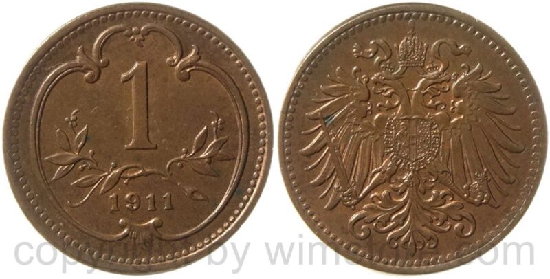 franz josef i., 1 heller 1911, kupfer, vz st
